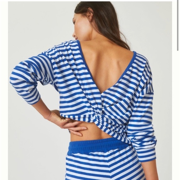 Anthropologie Sundry Striped Twist Back Knit Top - Picture 1 of 7
